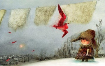 contes de fées oiseaux fantaisie Peinture à l'huile